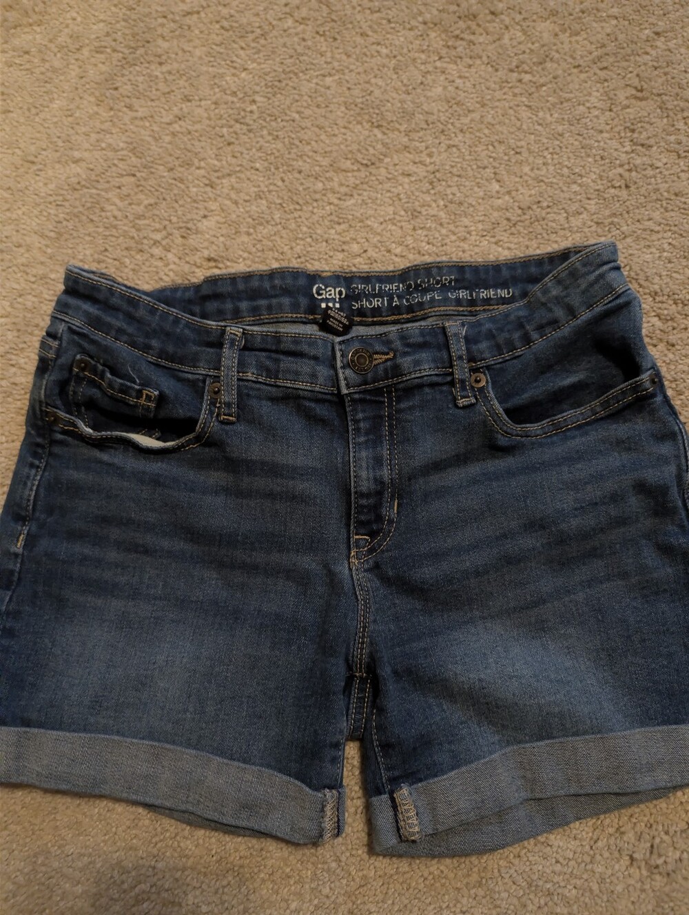 GAP Girlfriend Blue Rolled Cuff Denim Shorts